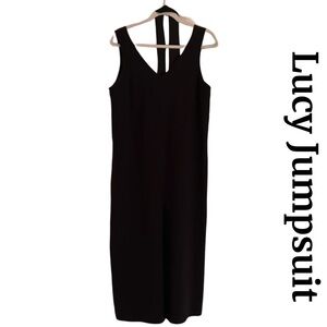 Lucy Black Sleeveless Tie Waist Surplice V-Neck Wide Leg Jumpsuit Size Medium